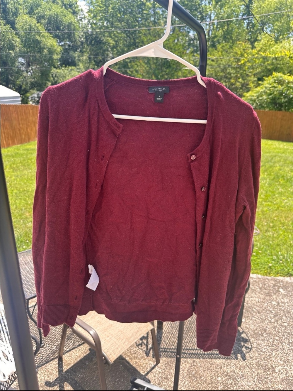 Ann Taylor Factory Burgundy Maroon Cardigan Sweater M